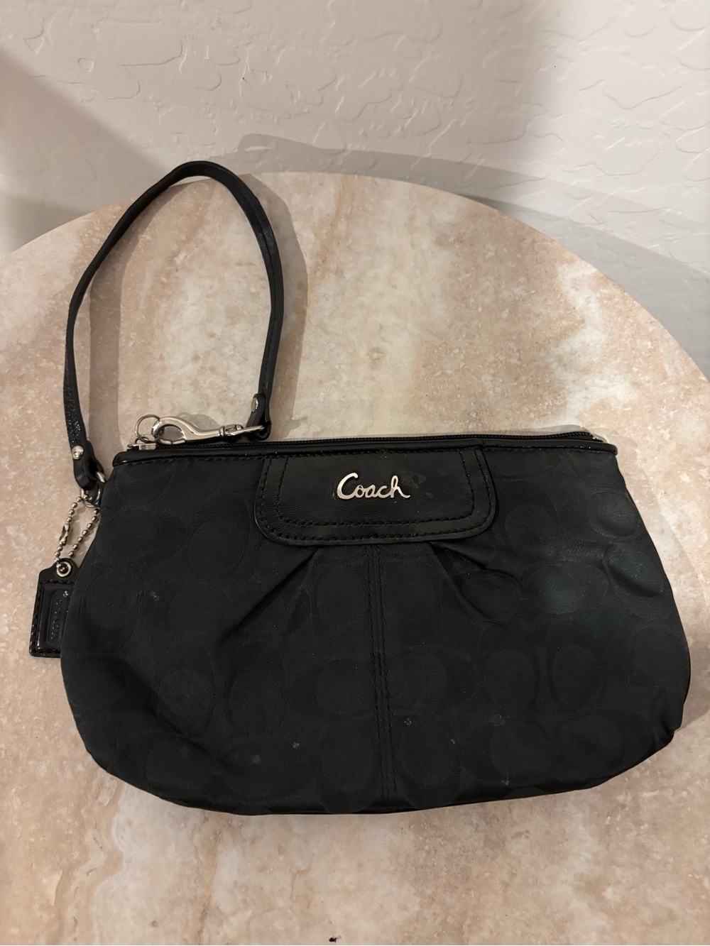 Coach Black Signature monogram canvas Wristlet